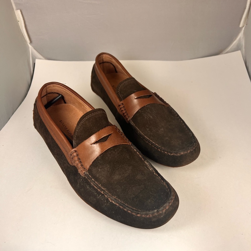 Banana Republic Mens Loafers Shoes Brown Suede Penny Loafers Shoes 9.5